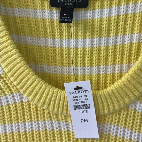 NWT Talbots Yellow Striped Women's SZ PM Sweater Vest Top Summer 2025 - Picture 3 of 4